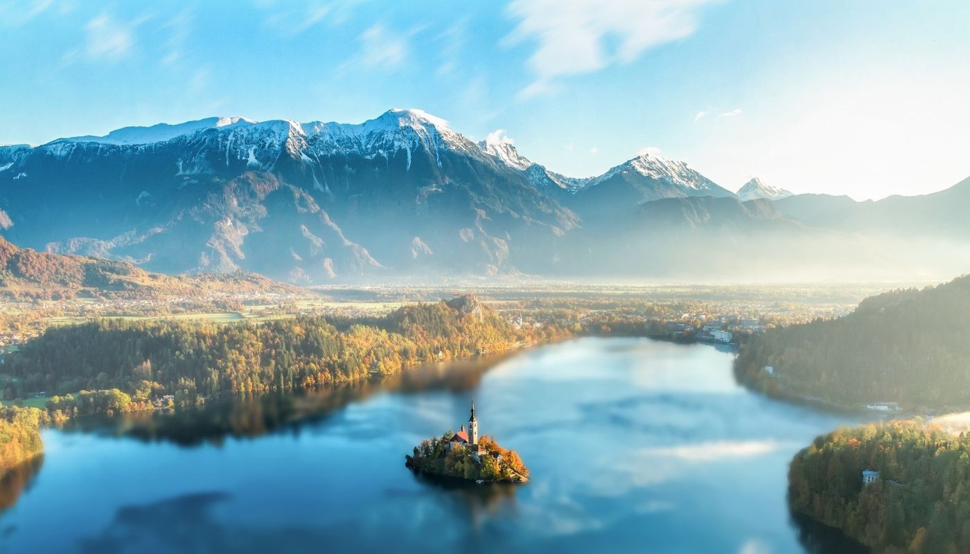 Foto panoramica del lago di Bled - Slovenia