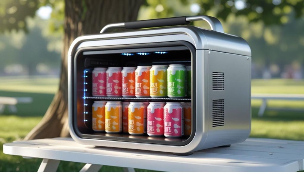 frigorifero portatile con bibite fresche.